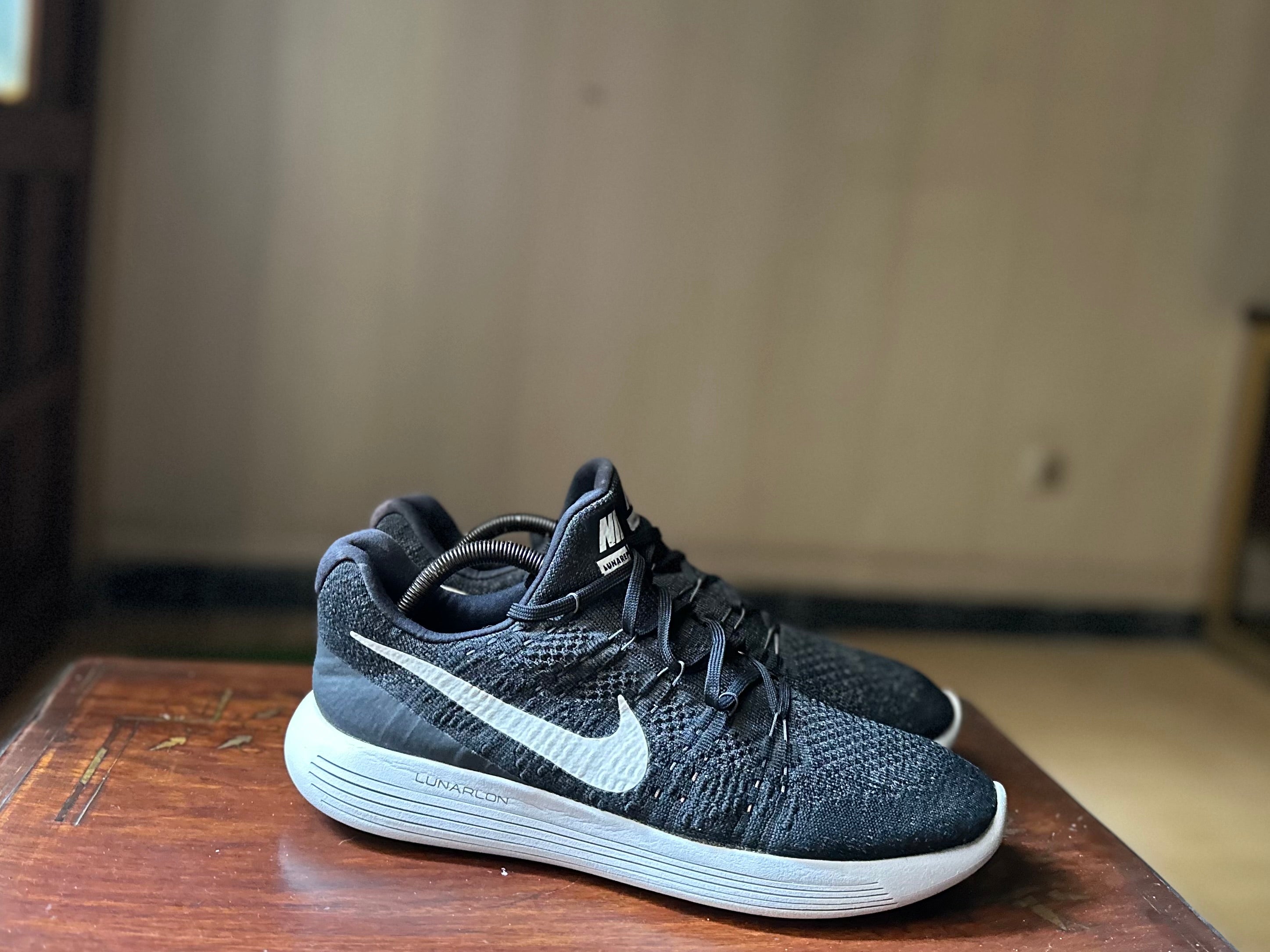 ORIGINAL Nike Lunarepic Low FlyKnit 2 Black/White/Anthracite Uk size: 10.5 Eu: 45.5
