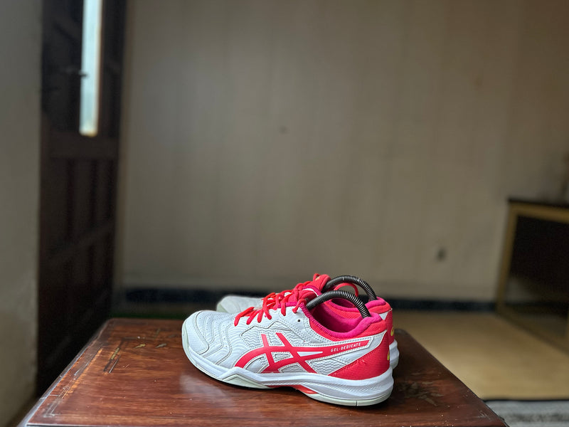 ORIGINAL Asics Gel-Dedicate 6 Non-Marking White/Laser Pink Uk size: 7 Eu: 40